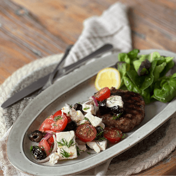 Lamb Burgers & 'Greek' Salad