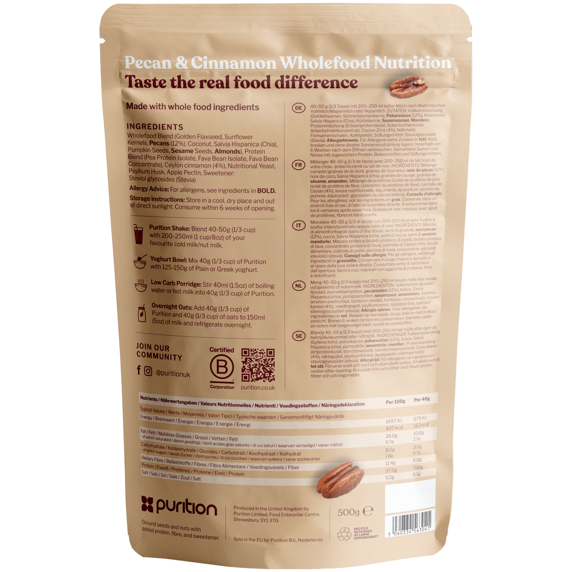 Vegan Pecan & Cinnamon 500g
